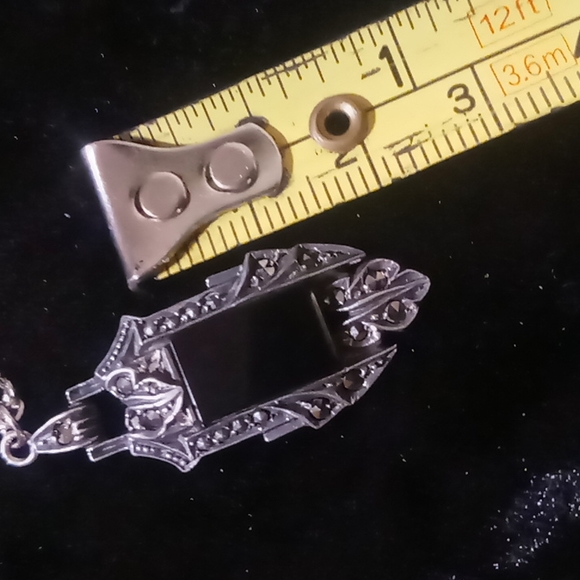 Vintage Black onyx pendant 925 with a box chain. - Picture 10 of 11